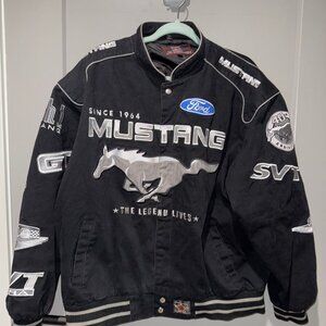 JH Design Orange County Mustang Ford Car Club Black  Coat Size XLarge